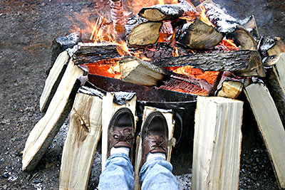 Campfire and wet feet