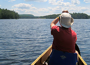 Canoeing on a lake