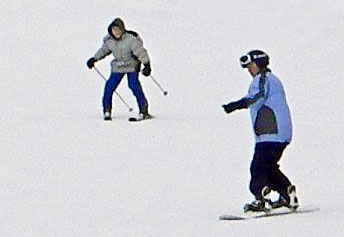 Boomer snowboarding