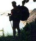 woman with enormous backpack